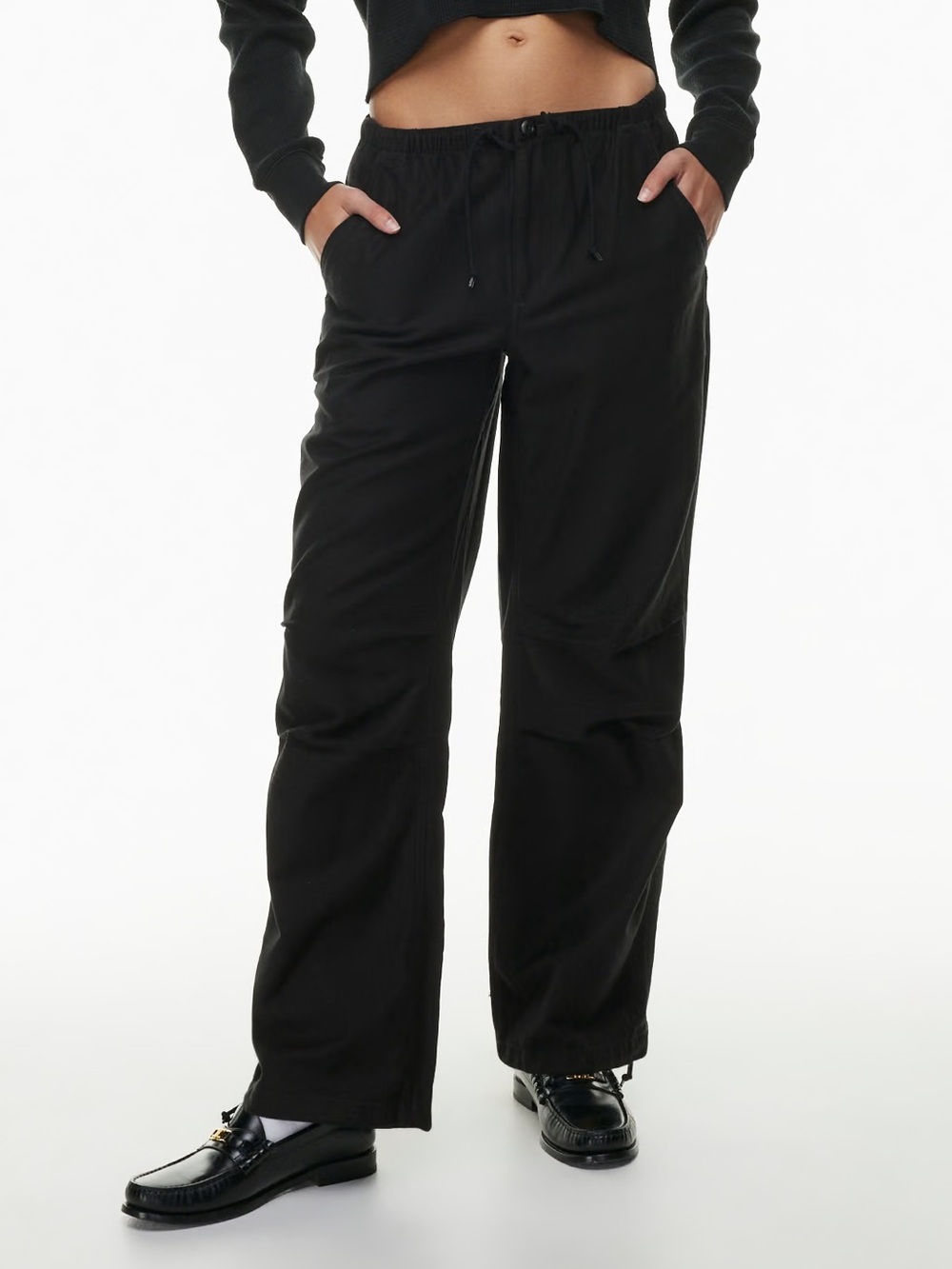 Aritzia TNA Sz L Cache Black Cargo Utility Relaxed Pants